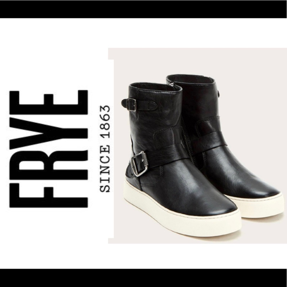 Frye Black Lena Engineer Boots
